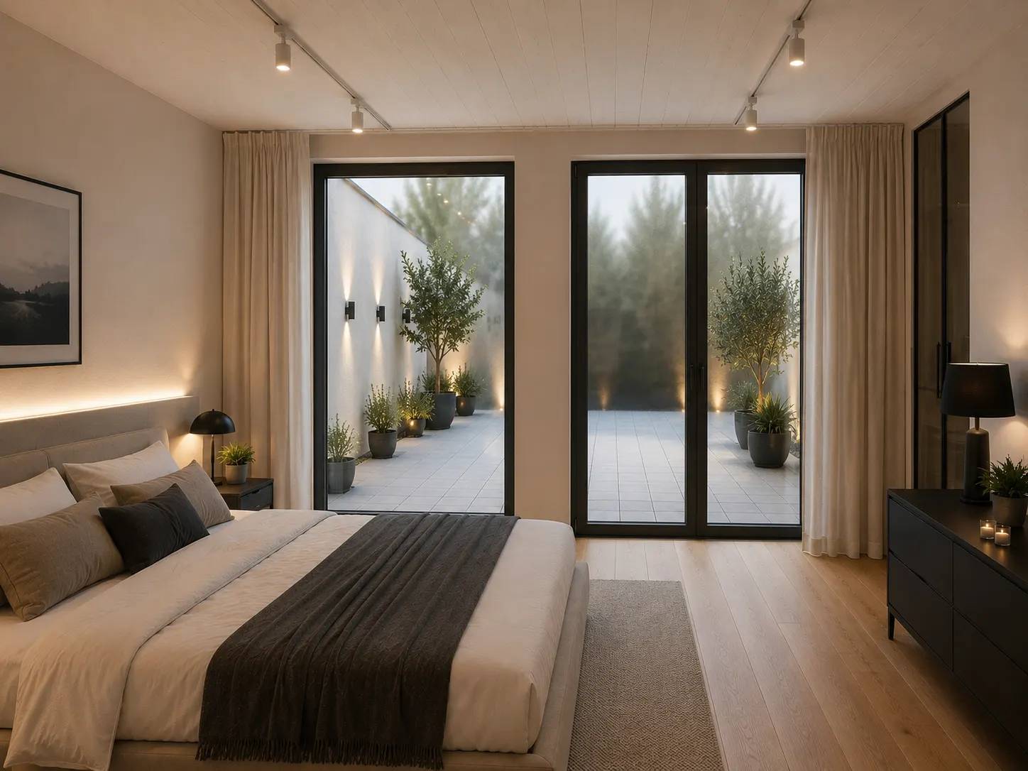 Schlafzimmer mit Terrassenzugang, Hof-Loft Rüttenscheid