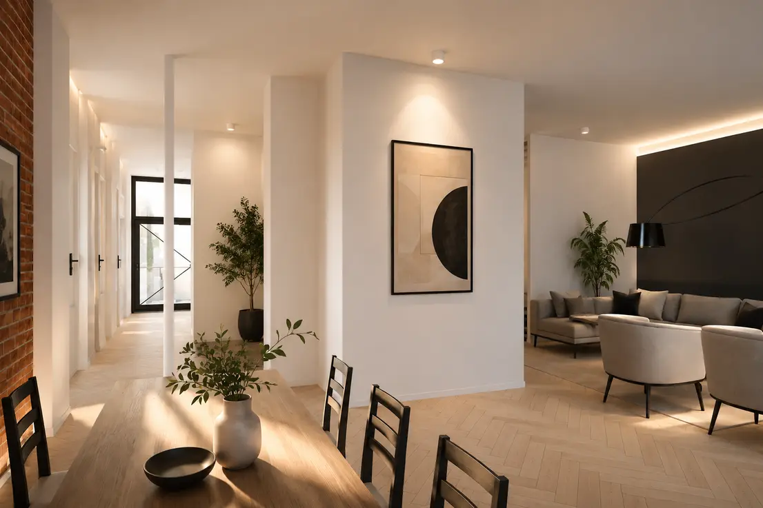 Offener Wohn- und Essbereich, Maison Lambert (Visualisierung)