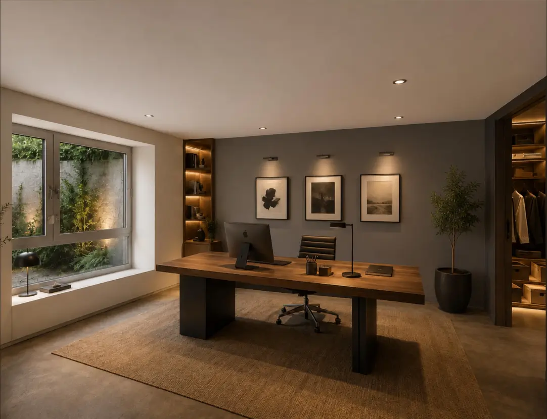 Arbeitszimmer mit Schreibtisch, Maison Lambert (Visualisierung)